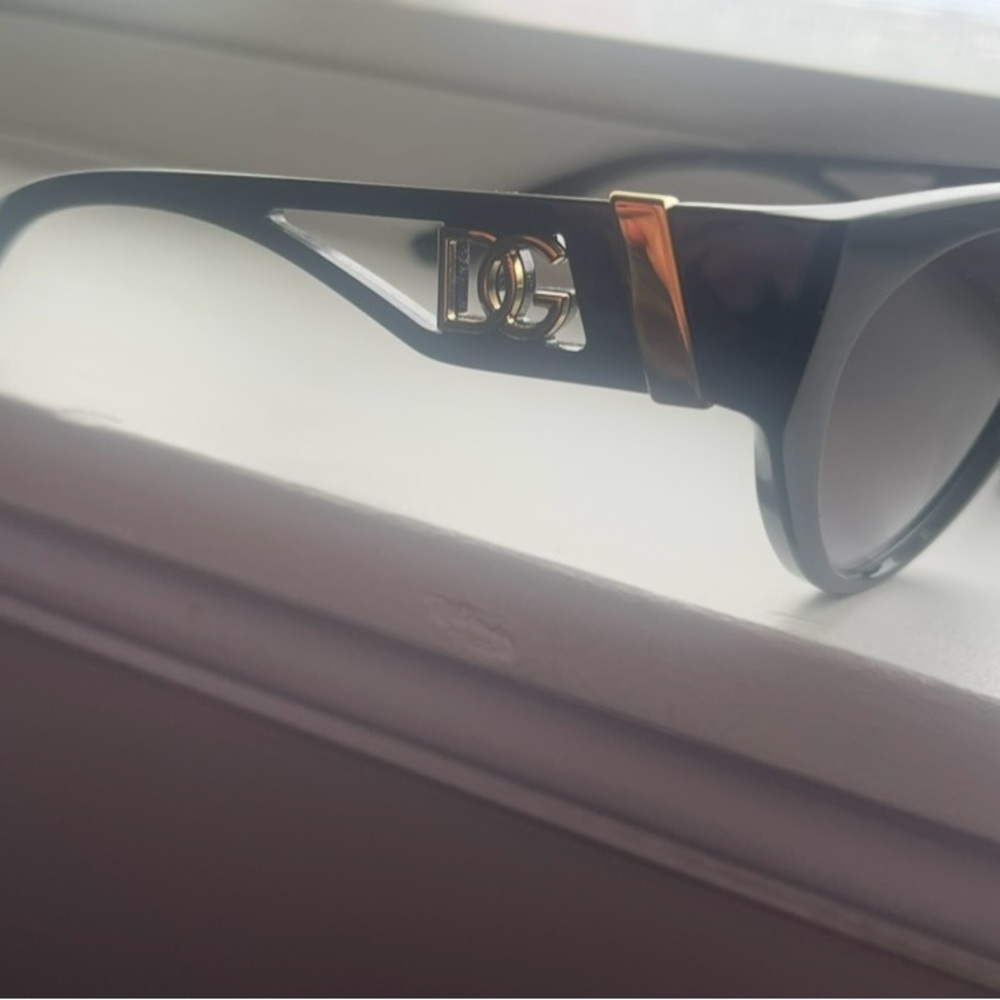 Dolce & Gabbana Black Cat Eye Sunglasses with Gold Detail